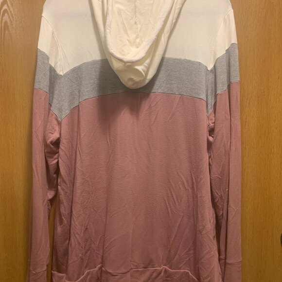 Market & Spruce Women's Hooded Long Sleeve Color Block Tunic Top 2X - Picture 3 of 3
